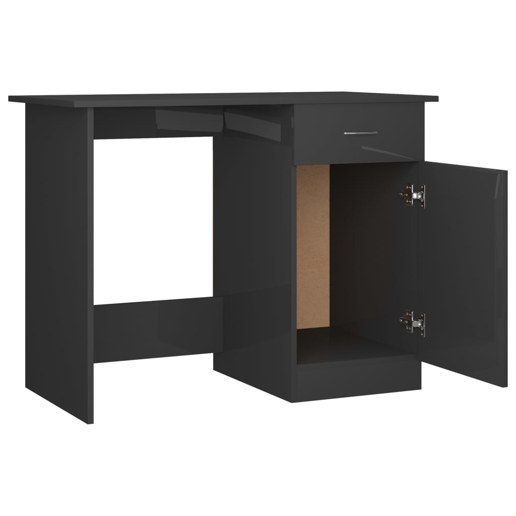 Desk High Gloss Gray 39.4" x 19.7" x 29.9" Engineered Wood