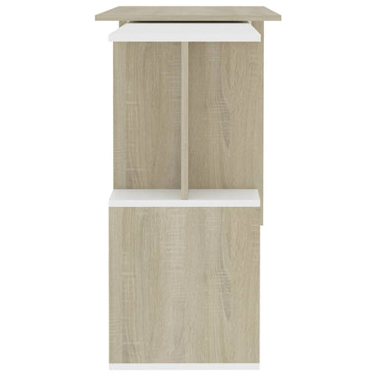 Corner Desk White and Sonoma Oak 78.7"x19.7"x29.9" Engineered Wood