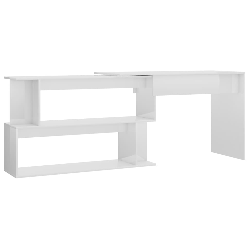 Corner Desk High Gloss White 78.7" x 19.7" x 29.9" Engineered Wood