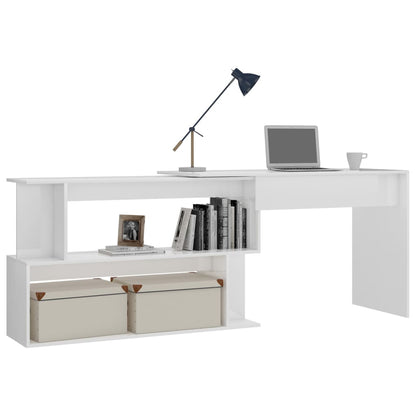 Corner Desk High Gloss White 78.7" x 19.7" x 29.9" Engineered Wood