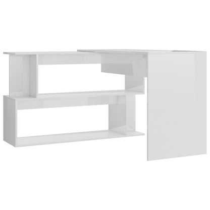 Corner Desk High Gloss White 78.7" x 19.7" x 29.9" Engineered Wood