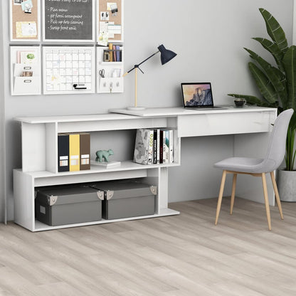 Corner Desk High Gloss White 78.7" x 19.7" x 29.9" Engineered Wood