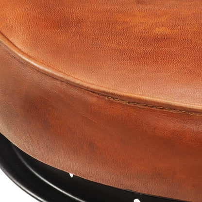 Bar Stool Set of 2 Black and brown Goat leather and steel