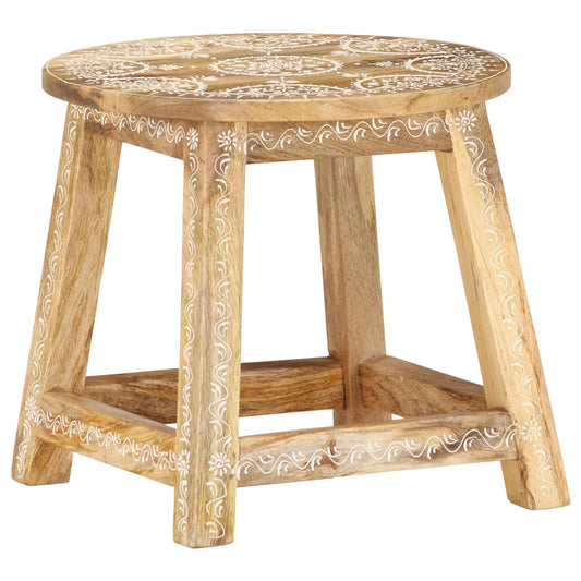 Stool Brown with white patterns Solid mango wood 15.0x15.0x13.8 in