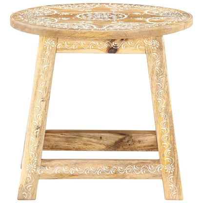 Stool Brown with white patterns Solid mango wood 15.0x15.0x13.8 in
