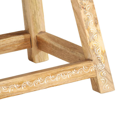 Stool Brown with white patterns Solid mango wood 15.0x15.0x13.8 in