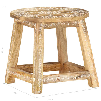 Stool Brown with white patterns Solid mango wood 15.0x15.0x13.8 in