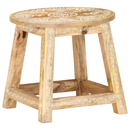 Stool Brown with white patterns Solid mango wood 15.0x15.0x13.8 in