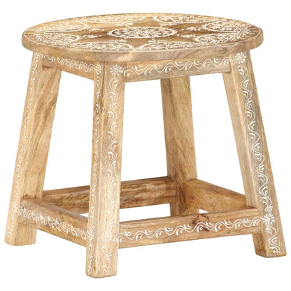 Stool Brown with white patterns Solid mango wood 15.0x15.0x13.8 in