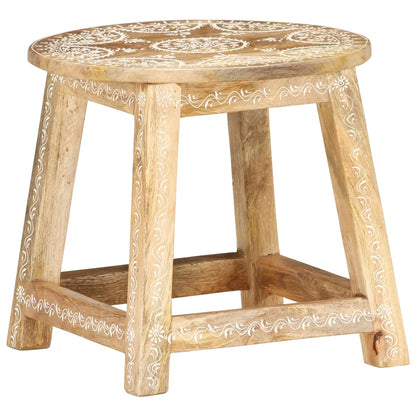 Stool Brown with white patterns Solid mango wood 15.0x15.0x13.8 in