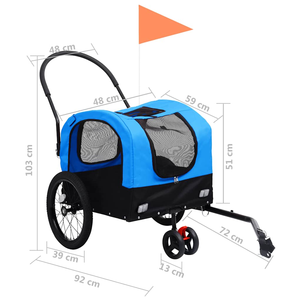 Pet Bike Trailer Blue and Black