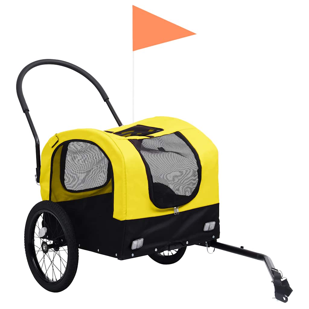 Pet Bike Trailer Yellow and Black Oxford fabric, steel, PP board
