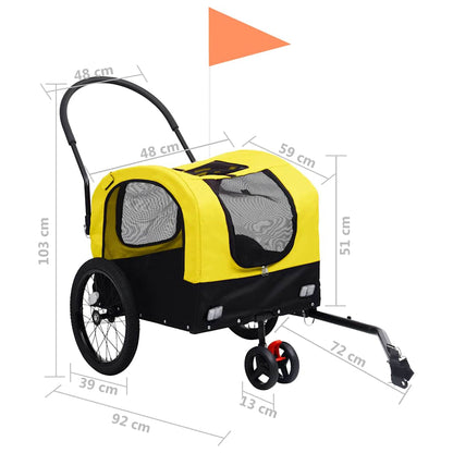 Pet Bike Trailer Yellow and Black Oxford fabric, steel, PP board