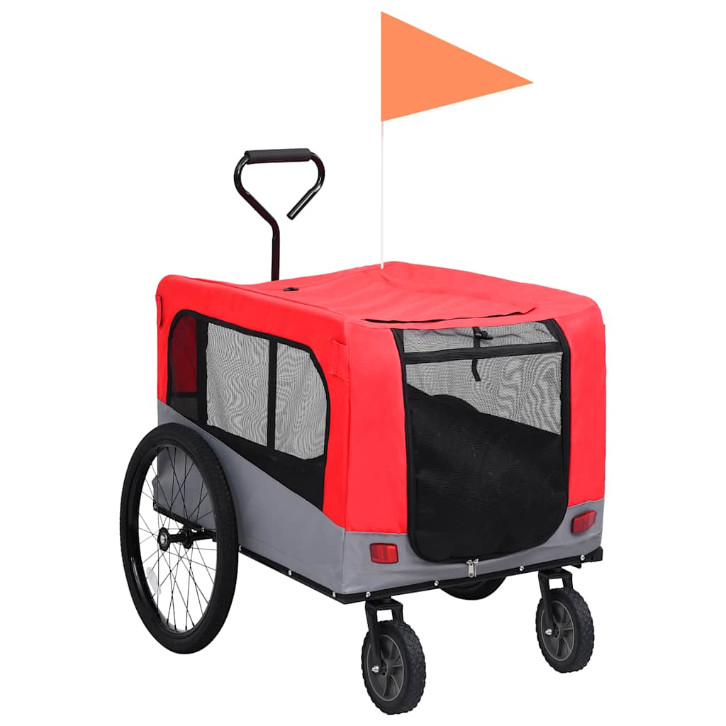 Pet Bike Trailer Red and Grey Oxford fabric, steel, metal board