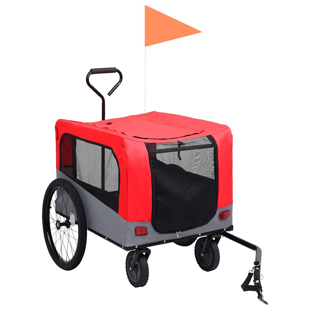 Pet Bike Trailer Red and Grey Oxford fabric, steel, metal board