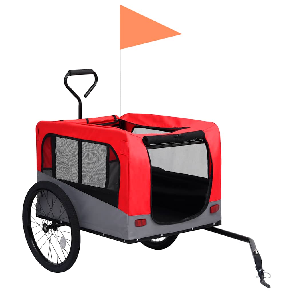 Pet Bike Trailer Red and Grey Oxford fabric, steel, metal board
