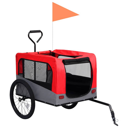 Pet Bike Trailer Red and Grey Oxford fabric, steel, metal board