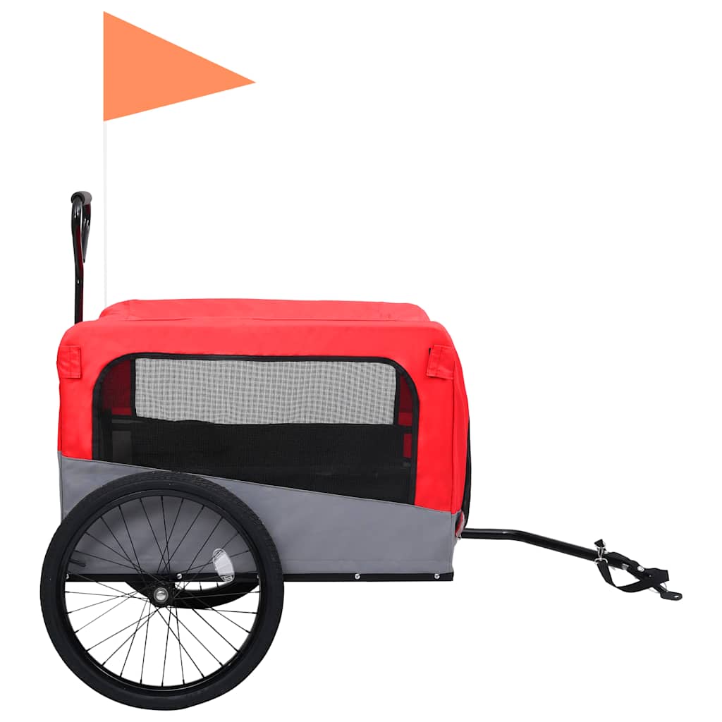 Pet Bike Trailer Red and Grey Oxford fabric, steel, metal board