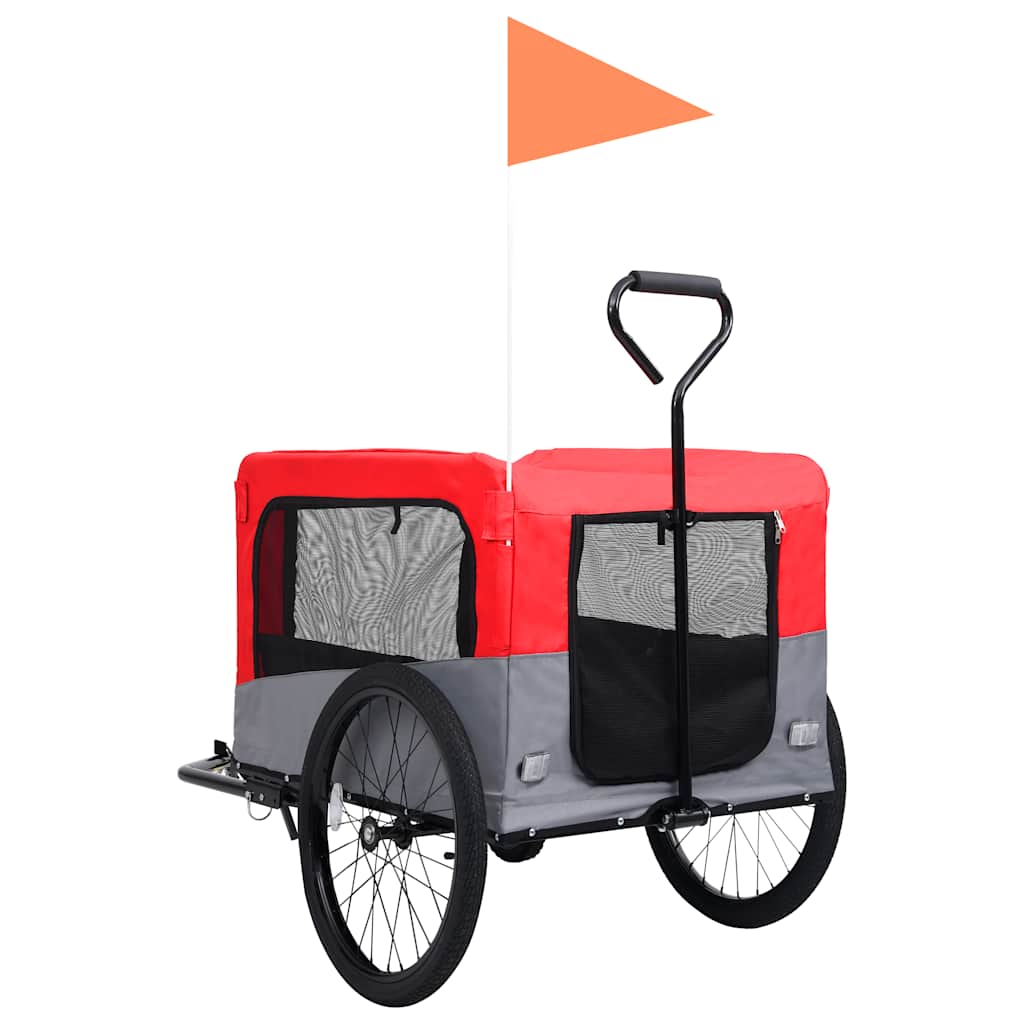Pet Bike Trailer Red and Grey Oxford fabric, steel, metal board
