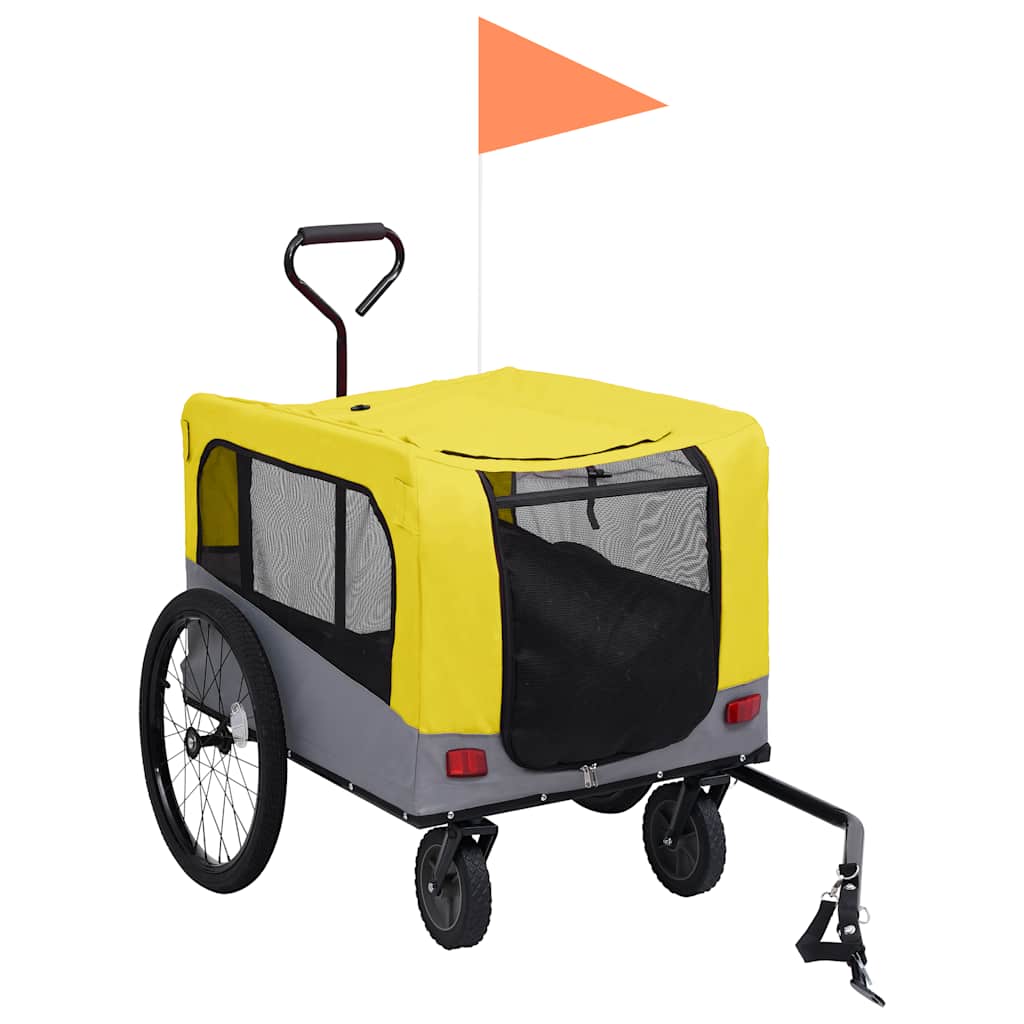 Pet Bike Trailer Yellow and grey Oxford fabric 13 Collapsible
