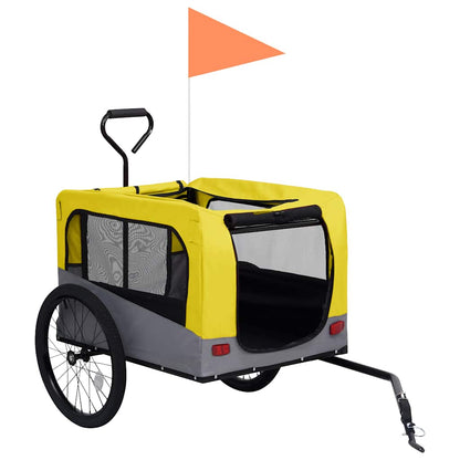 Pet Bike Trailer Yellow and grey Oxford fabric 13 Collapsible