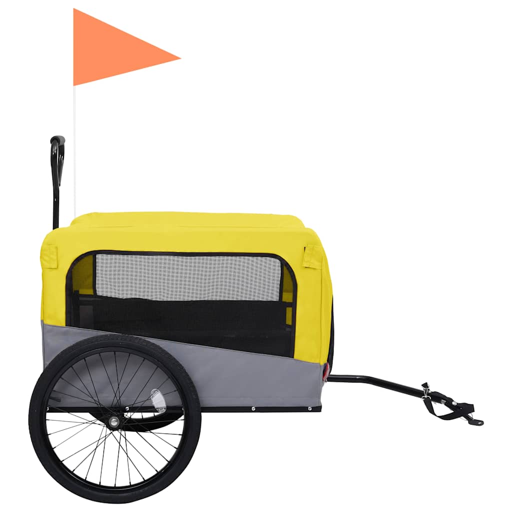 Pet Bike Trailer Yellow and grey Oxford fabric 13 Collapsible
