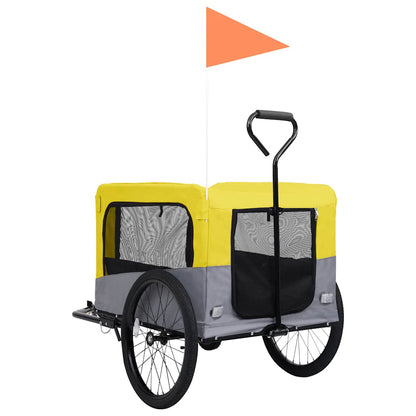 Pet Bike Trailer Yellow and grey Oxford fabric 13 Collapsible