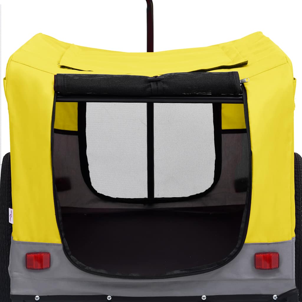 Pet Bike Trailer Yellow and grey Oxford fabric 13 Collapsible