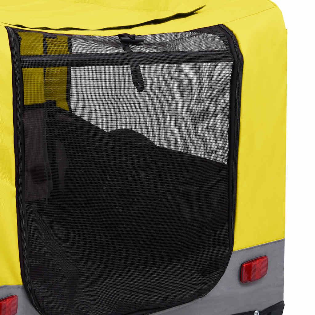 Pet Bike Trailer Yellow and grey Oxford fabric 13 Collapsible