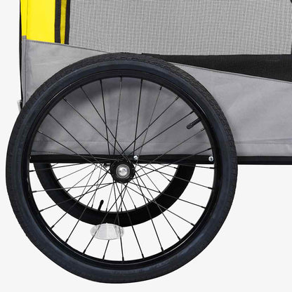 Pet Bike Trailer Yellow and grey Oxford fabric 13 Collapsible