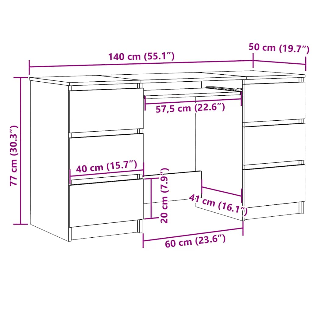 Writing Desk High gloss white Engineered wood Standard