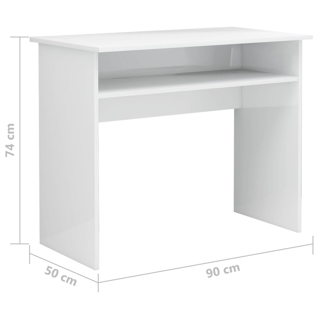 Desk High Gloss White 35.4" x 19.7" x 29.1" Engineered Wood