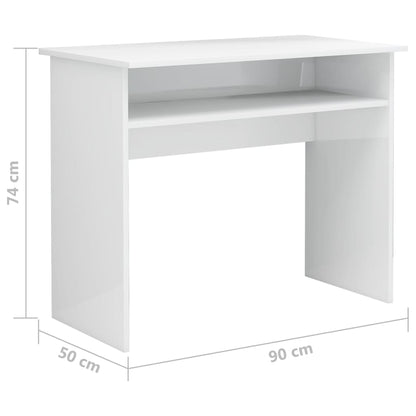 Desk High Gloss White 35.4" x 19.7" x 29.1" Engineered Wood