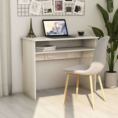 Desk High Gloss White 35.4" x 19.7" x 29.1" Engineered Wood