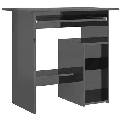 Desk High Gloss Gray 31.5" x 17.7" x 29.1" Engineered Wood