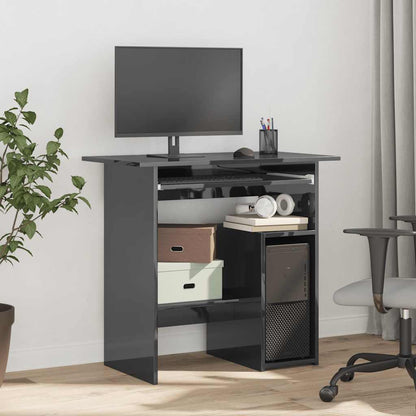 Desk High Gloss Gray 31.5" x 17.7" x 29.1" Engineered Wood