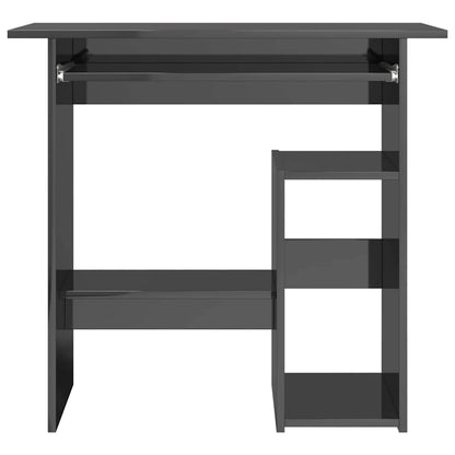 Desk High Gloss Gray 31.5" x 17.7" x 29.1" Engineered Wood
