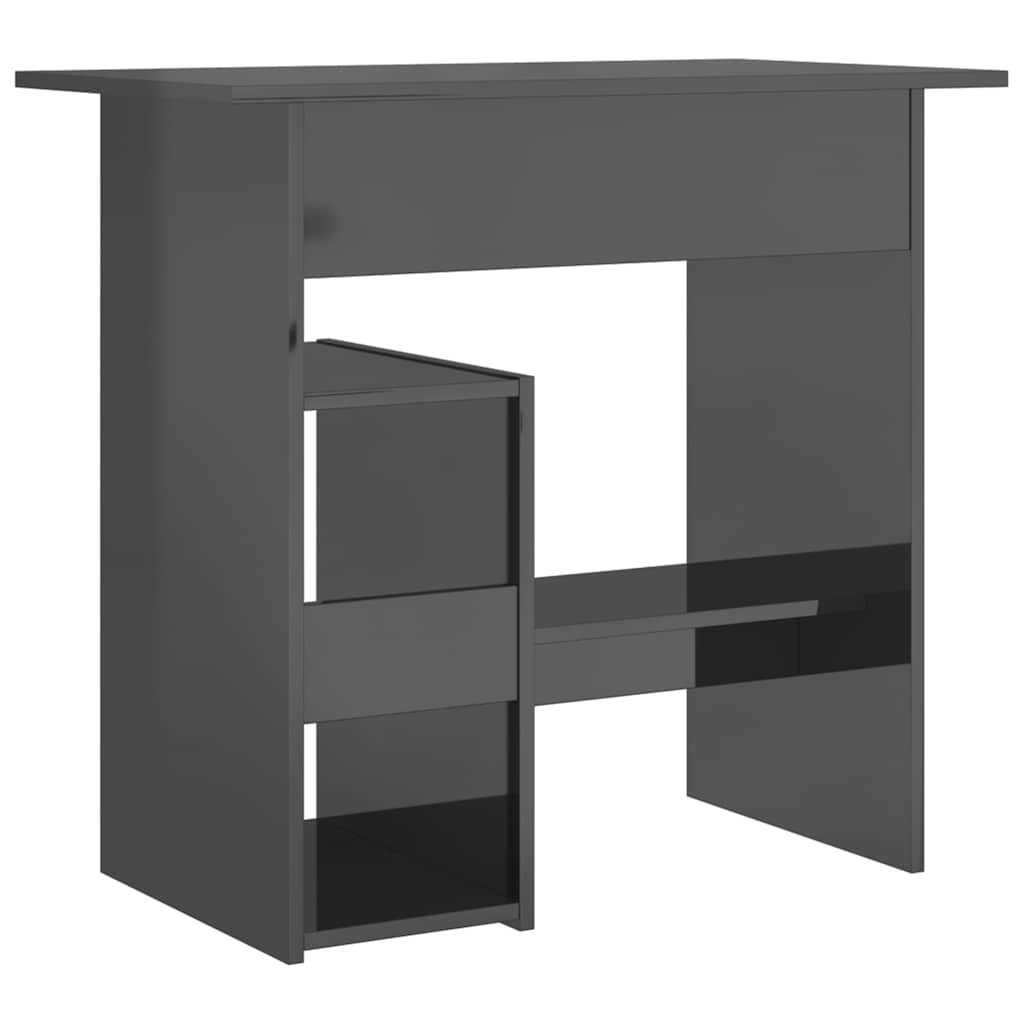 Desk High Gloss Gray 31.5" x 17.7" x 29.1" Engineered Wood