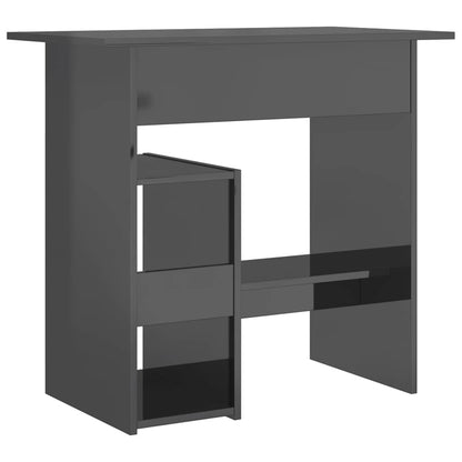 Desk High Gloss Gray 31.5" x 17.7" x 29.1" Engineered Wood