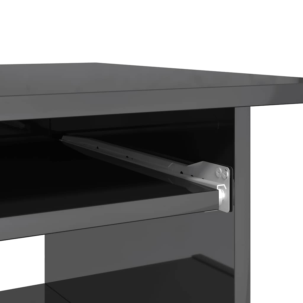 Desk High Gloss Gray 31.5" x 17.7" x 29.1" Engineered Wood