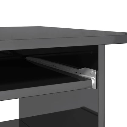 Desk High Gloss Gray 31.5" x 17.7" x 29.1" Engineered Wood