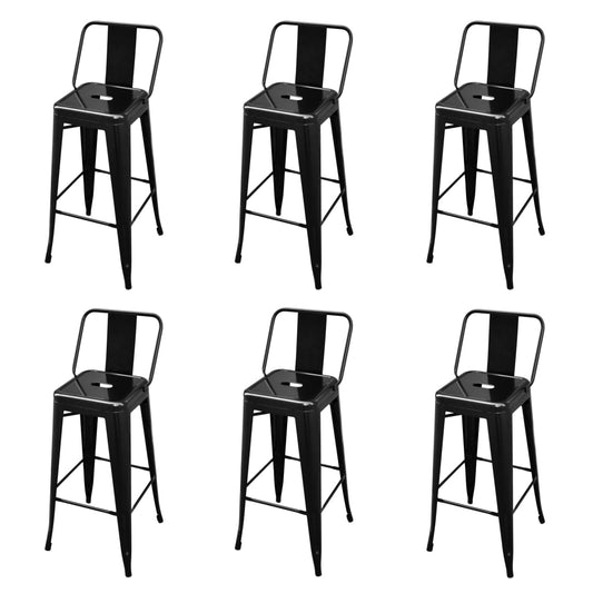Bar Stool Set of 6 Black Steel 39.4 in height Footrest