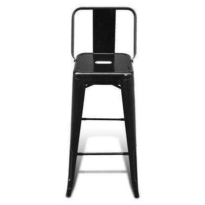 Bar Stool Set of 6 Black Steel 39.4 in height Footrest