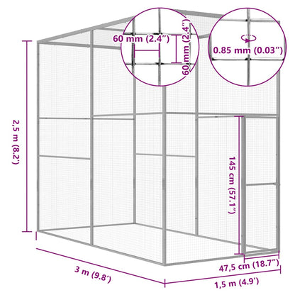Cat Cage Silver Galvanized steel Large Durable Cat Cage