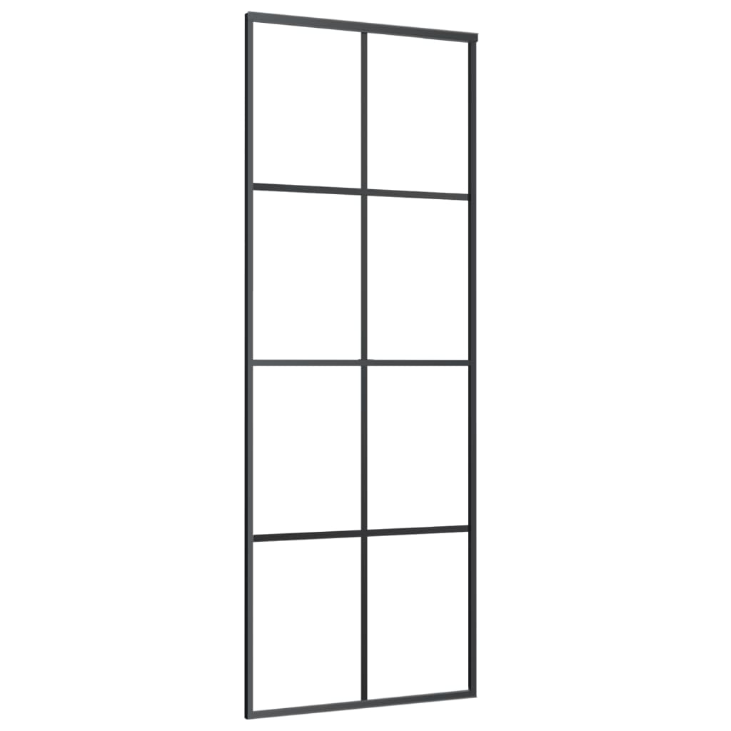 Sliding Door Aluminum and ESG Glass 29.9"x80.7" Black