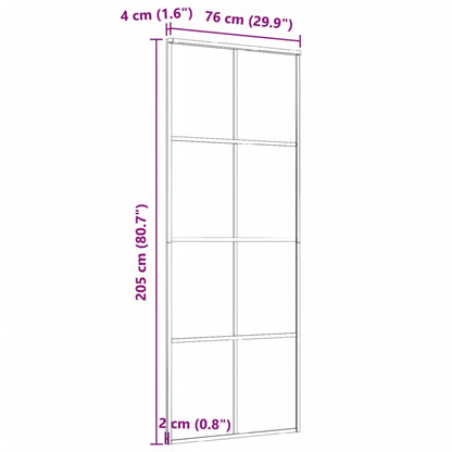 Sliding Door Aluminum and ESG Glass 29.9"x80.7" Black