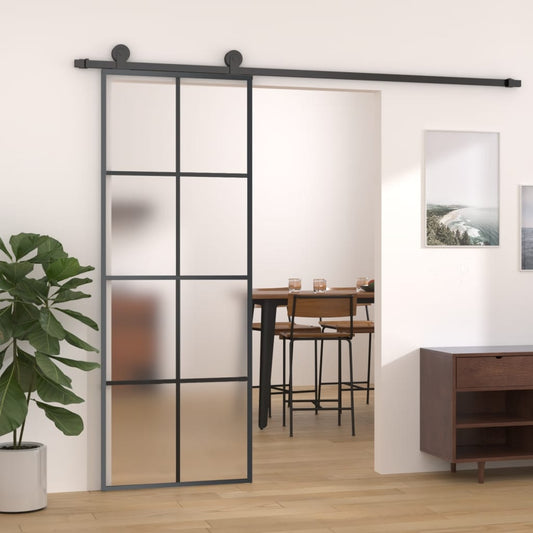Sliding Door Aluminum and ESG Glass 29.9"x80.7" Black
