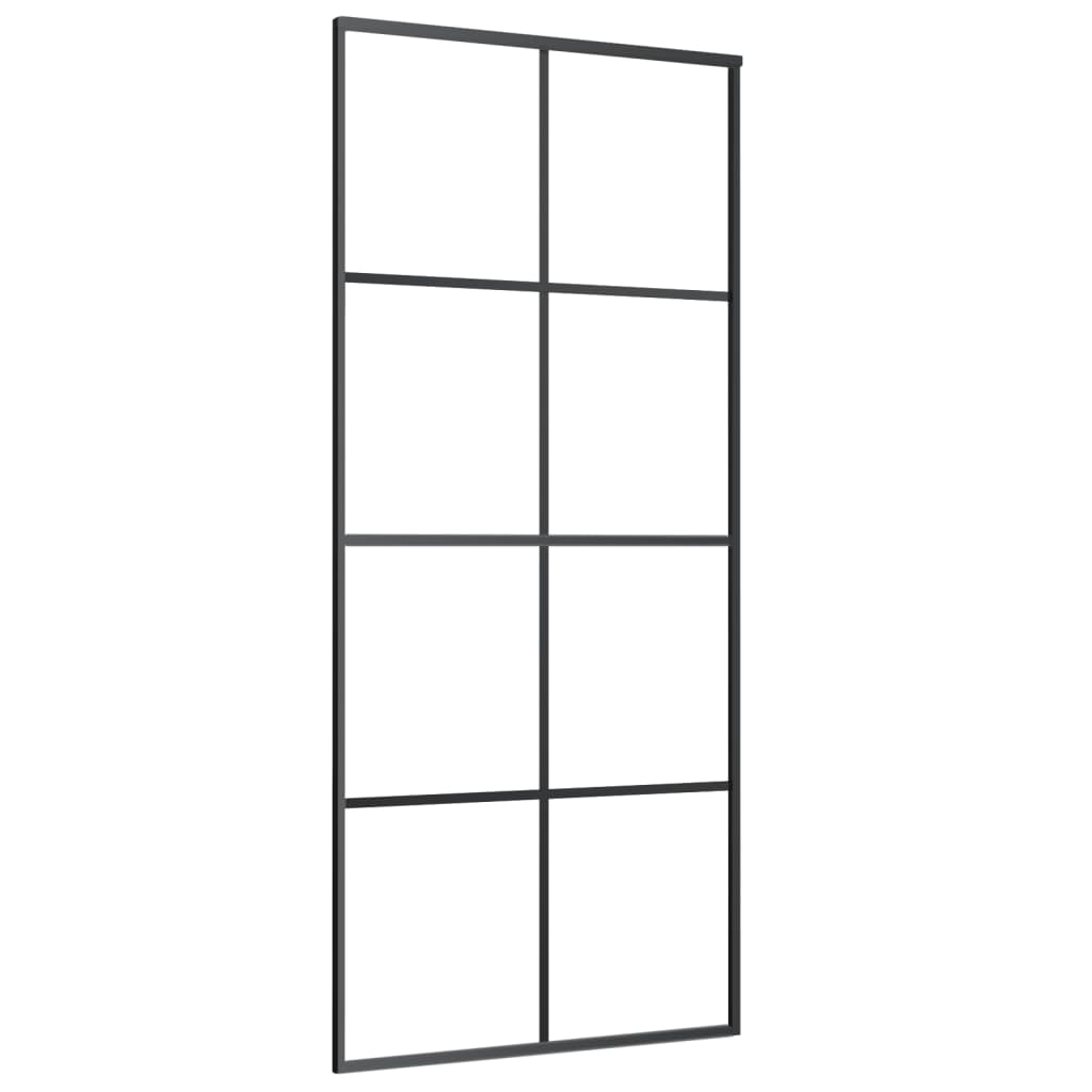 Sliding Door Aluminum and ESG Glass 35.4"x80.7" Black