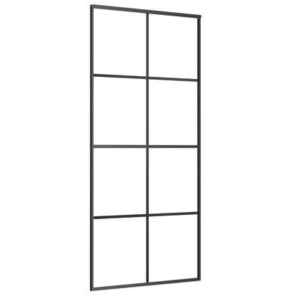 Sliding Door Aluminum and ESG Glass 35.4"x80.7" Black