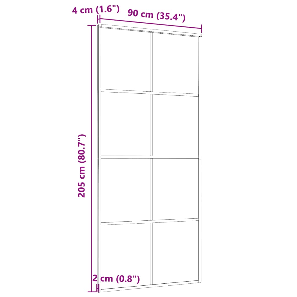 Sliding Door Aluminum and ESG Glass 35.4"x80.7" Black